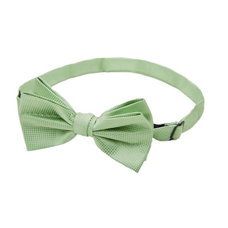 Jacob Alexander Men's Woven Subtle Mini Squares Adjustable Pre-Tied Banded Bow Tie - Sage Green - Image 2